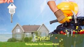  Presentation with home wrench screwdriver - Theme featuring home wrench screwdriver - worker with a diy tool background and a tawny brown colored foreground