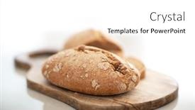  Presentation with cutting board - PPT theme with homebaked-hot-appetizing-bread background and a white colored foreground