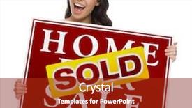  Presentation with real estate for sale - Theme featuring homebuyer - happy mixed race female background and a crimson colored foreground