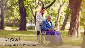  Presentation with nurse law elderly persons - Amazing PPT theme having homecare medical center - elderly man reading book backdrop and a yellow colored foreground