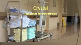  Presentation with hospital investment - Colorful presentation enhanced with homecare medical center - laundry in hallway of hospital backdrop and a coral colored foreground