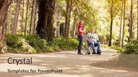  Presentation with college education happy smiling - Amazing theme having homecare medical center - smiling woman with her disabled backdrop and a coral colored foreground