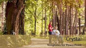  Presentation with sign disabled parking - Slide set featuring homecare medical center - young woman visiting her disabled background and a yellow colored foreground