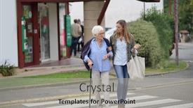  Presentation with elderly woman in nursing - PPT theme consisting of homehelp woman shopping with elderly lady background and a light gray colored foreground