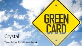  Presentation with homeland security - Colorful PPT theme enhanced with homeland security - green card sign with sky backdrop and a light blue colored foreground