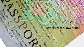  Presentation with cannabis marijuana leaves passport - Colorful presentation theme enhanced with homeland security - passport close up backdrop and a mint green colored foreground