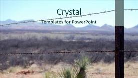  Presentation with razor - Beautiful theme featuring homeland security - razor-wire border fence in arizona backdrop and a cool aqua colored foreground