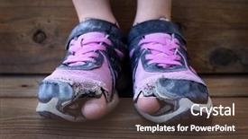  Presentation with homeless - Beautiful slide set featuring homeless - detailed photo of shoes backdrop and a tawny brown colored foreground