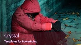  Presentation with brick - PPT theme with homeless - woman sitting against a brick background and a tawny brown colored foreground