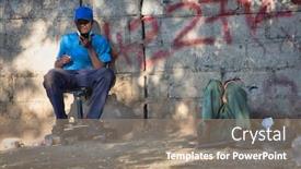  Presentation with homeless - Amazing slide deck having homeless-african-man-sleeping backdrop and a coral colored foreground