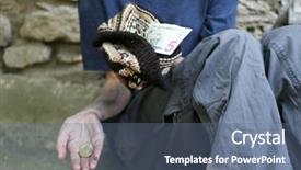  Presentation with beggar - Colorful theme enhanced with homeless beggar money backdrop and a  colored foreground