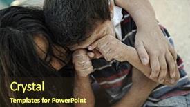  Presentation with poverty - PPT theme with homeless children - little dirty brother and sister background and a tawny brown colored foreground