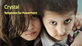  Presentation with poverty - Cool new slide deck with homeless children - little dirty brother and sister backdrop and a tawny brown colored foreground