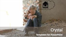  Presentation with crying - Cool new theme with homeless children - little girl dreaming about family backdrop and a gray colored foreground