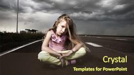  Presentation with sad children - Beautiful PPT layouts featuring homeless children - sad girl near road child backdrop and a tawny brown colored foreground