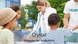  Presentation with measuring blood pressure in haitian - PPT layouts featuring homeless children - volunteer doctor measuring blood pressure background and a light blue colored foreground