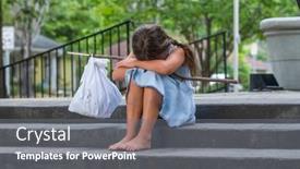  Presentation with environment - Presentation theme having homeless-hungry-abandoned-runaway-child background and a gray colored foreground