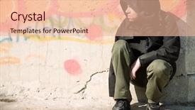  Presentation with homeless - Beautiful theme featuring poor man - homeless life backdrop and a lemonade colored foreground