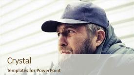  Presentation with depression - Amazing theme having homeless man in depression backdrop and a cream colored foreground