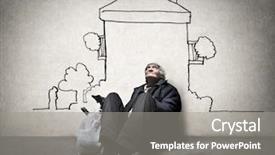  Presentation with homeless - Cool new PPT layouts with homeless man backdrop and a gray colored foreground