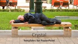  Presentation with homeless - Colorful presentation design enhanced with homeless-person-sleeping backdrop and a coral colored foreground