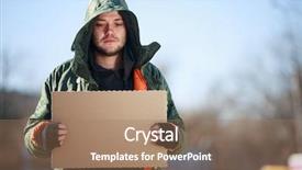  Presentation with homeless - Amazing slide set having homeless person with blanck cardboard backdrop and a coral colored foreground
