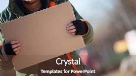  Presentation with homeless person sleep on sidewalk - Colorful slide set enhanced with homeless person with blanck cardboard backdrop and a tawny brown colored foreground