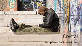  Presentation with street - Colorful presentation theme enhanced with flagelo - life on street concept backdrop and a soft green colored foreground