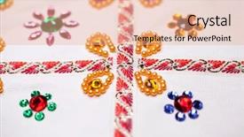  Presentation with embroidery - Presentation design with homemade - embroidery on white fabric background and a coral colored foreground