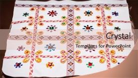  Presentation with embroidery - Audience pleasing presentation design consisting of homemade - embroidery on white fabric backdrop and a lemonade colored foreground