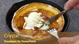  Presentation with pancake - Slide deck with homemade-apple-dutch-baby-pancake background and a tawny brown colored foreground