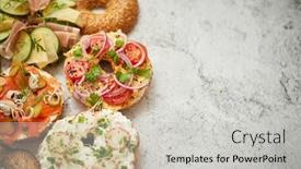  Presentation with bagel - Amazing presentation design having homemade-bagel-sandwiches-with-different backdrop and a light gray colored foreground
