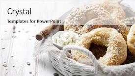  Presentation with bagel - Audience pleasing presentation theme consisting of homemade bagels with sesame poppy backdrop and a white colored foreground