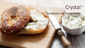  Presentation with bagel - PPT theme featuring homemade bagels with sesame poppy background and a lemonade colored foreground