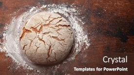  Presentation with bread - Slide set consisting of homemade-baked-bread-on-wooden background and a tawny brown colored foreground