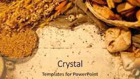  Presentation with baker kneading dough homemade bread - PPT theme consisting of homemade baked goods background and a yellow colored foreground