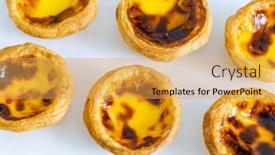  Presentation with egg - PPT layouts featuring homemade-baked-portuguese-egg-tart background and a yellow colored foreground