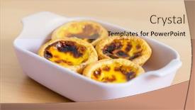  Presentation with egg - Presentation featuring homemade-baked-portuguese-egg-tart background and a lemonade colored foreground