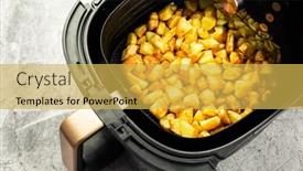  Presentation with healthy food - PPT layouts having homemade-baked-potatoes-made background and a yellow colored foreground