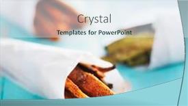  Presentation with sweet potato - Beautiful slide set featuring homemade baked sweet potato fries wrapped in paper backdrop and a sky blue colored foreground