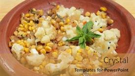  Presentation with curry - Amazing slide set having homemade-balti-sweetcorn-and-cauliflower backdrop and a gold colored foreground