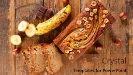  Presentation with banana - Presentation theme consisting of homemade-banana-bread-on-wood background and a red colored foreground
