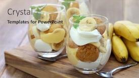  Presentation with pudding - Slide deck with homemade banana pudding southern dessert background and a soft green colored foreground
