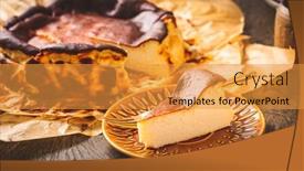  Presentation with burnt - Slides featuring homemade-basque-burnt-cheesecake-san background and a gold colored foreground