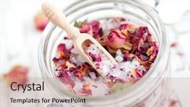  Presentation with pink roses - Amazing presentation theme having homemade bath salt with pink backdrop and a coral colored foreground