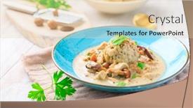  Presentation with dumpling - Presentation theme with homemade-bavarian-bread-dumpling-called background and a lemonade colored foreground