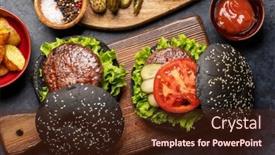  Presentation with burgers - Presentation theme with homemade-beef-burgers-with-black background and a tawny brown colored foreground