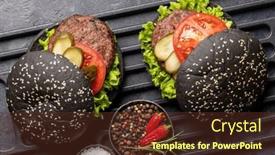 Presentation with burgers - Presentation featuring homemade-beef-burgers-with-black background and a tawny brown colored foreground