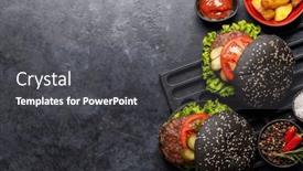  Presentation with burgers - Slides having homemade-beef-burgers-with-black background and a dark gray colored foreground
