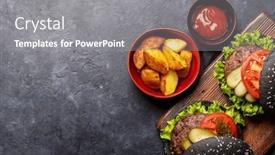  Presentation with burgers - Slide deck consisting of homemade-beef-burgers-with-black background and a gray colored foreground